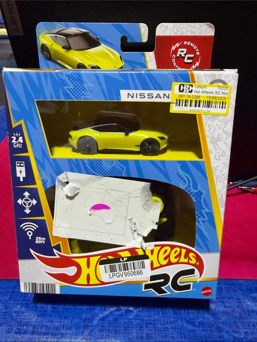 Mattel Hot Wheels Neon Yellow & Black Remote Control Sports Car